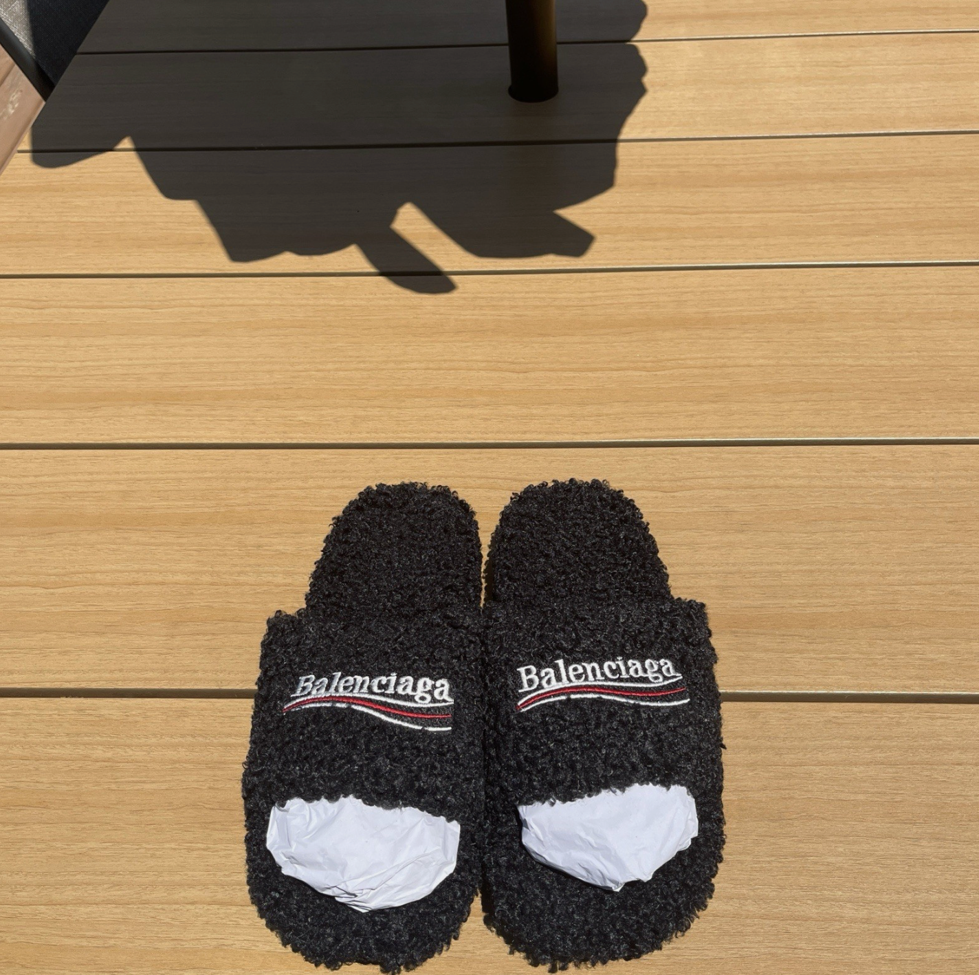 B*lenciaga Fur Slides