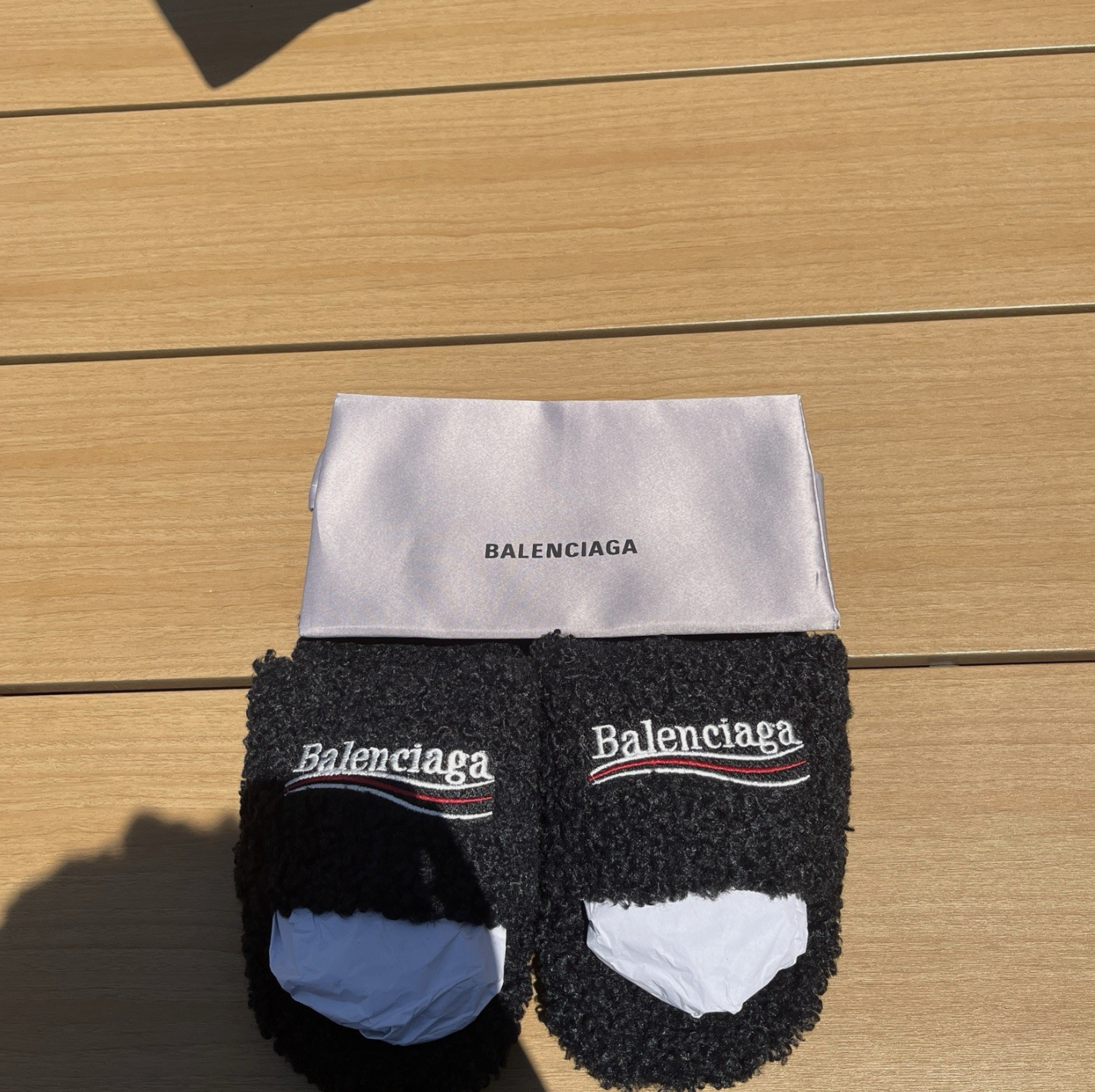 B*lenciaga Fur Slides